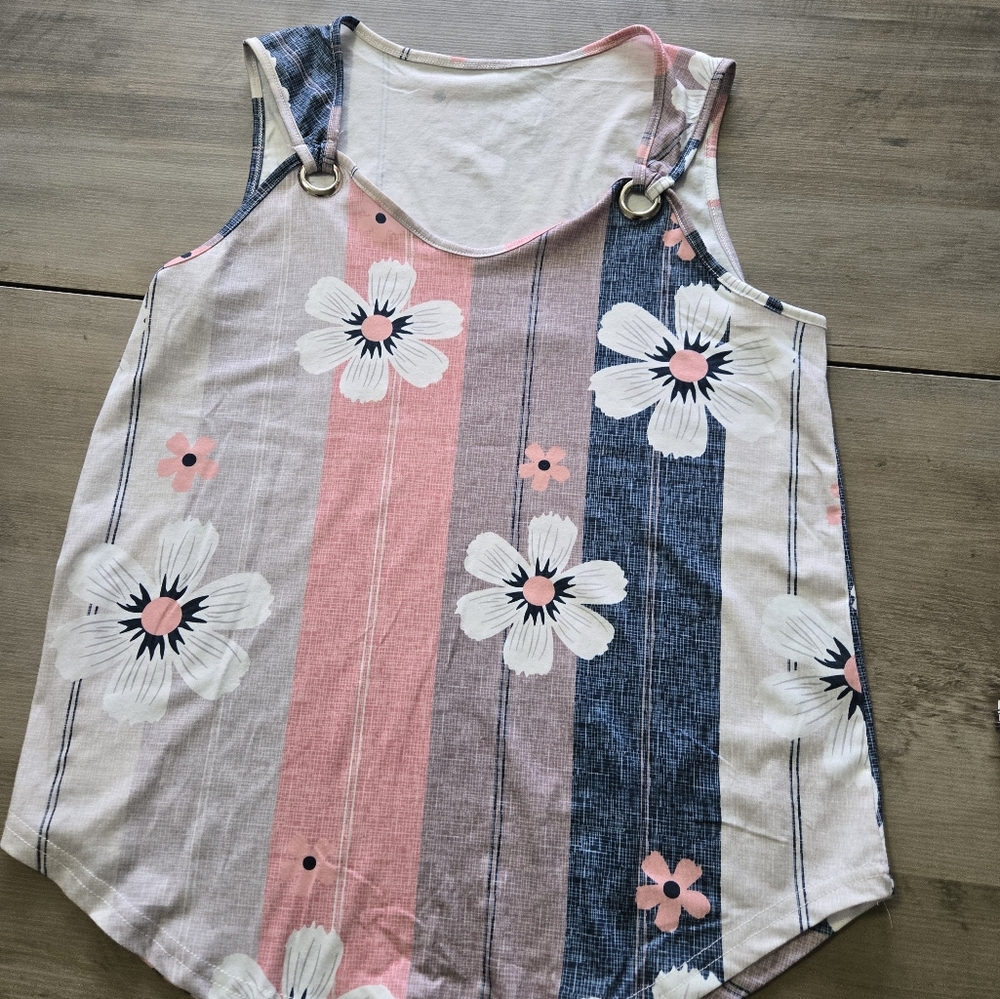 Floral Striped Sleeveless Top